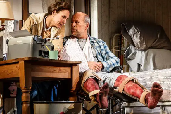 Laurie Metcalf portrays Annie Wilkes, and Bruce Willis portrays Paul Sheldon during a performance of "Misery" at the Broadhurst Theatre in New York. Photo by Joan Marcus.