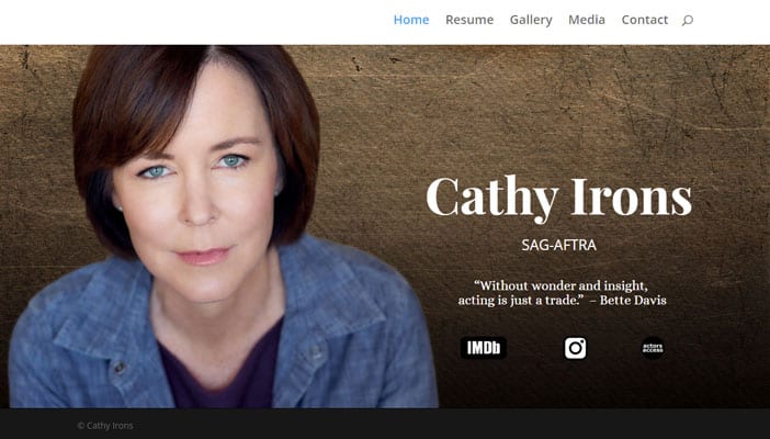Actress Cathy Irons Website