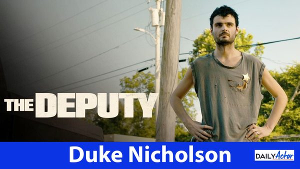 Duke Nicholson as Toby Sawyer stands with his hands on his hips in a promotional image for The Deputy.